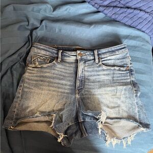 Buckle Black Light Blue Distressed Jean Shorts
